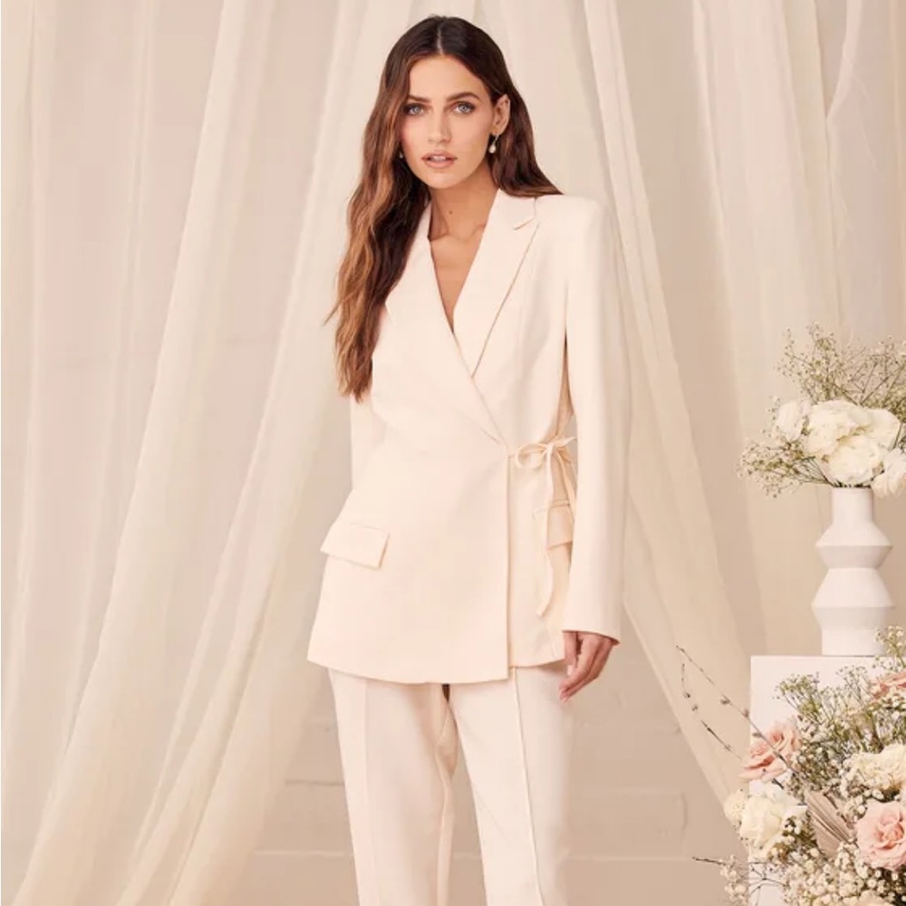 Lulus 4th & Reckless Alma Cream Tie-Waist Blazer
